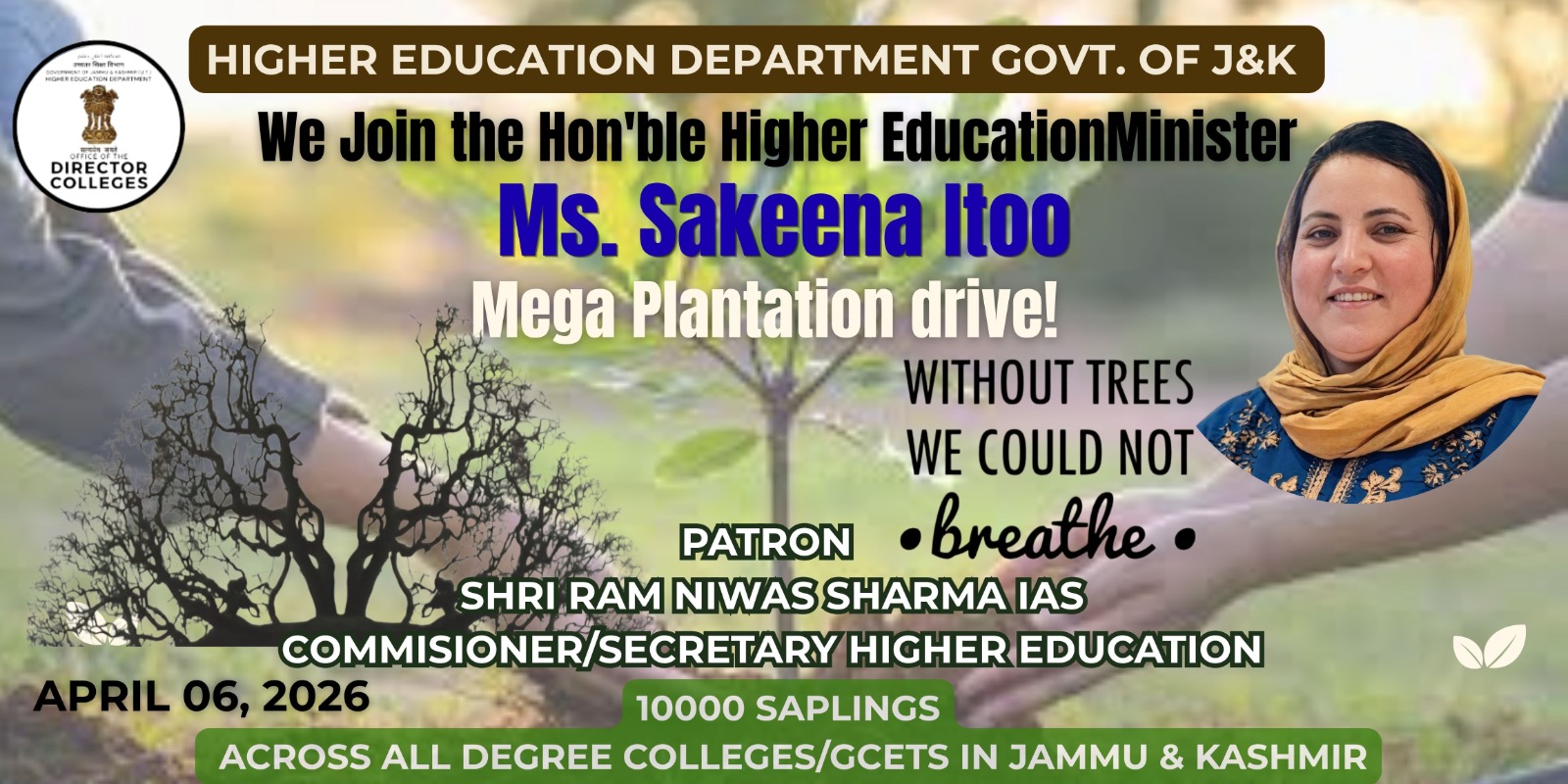 'Mega Plantation Drive on 6 April 2026.'